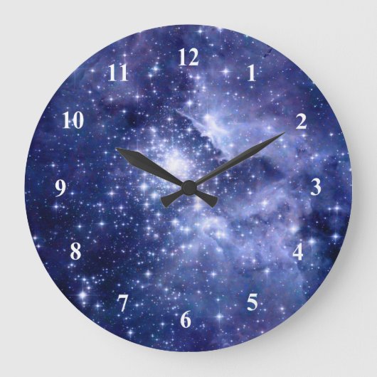 Cobalt Dreams Stars Galaxies Space Universe Große Wanduhr (Vorderseite)