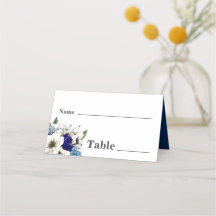 Cobalt Dusty Blue Cream Floral Water color Wedding