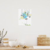 Cobalt Floral Splash Poster (Küche)