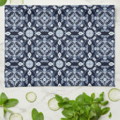Cobalt Garden Tile - Blau und Weiß Geschirrtuch (Gefaltet)
