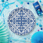 Cobalt Heritage Classic Blue and White Geometric Pappteller (Party)