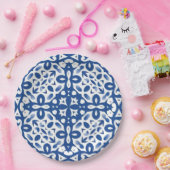 Cobalt Heritage Classic Blue and White Geometric Pappteller (Party)