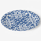 Cobalt Heritage Classic Blue and White Geometric Pappteller (Schrägansicht)