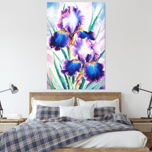 *~* Cobalt Iris Blume Künstlerisch Iris Malerei AP Leinwanddruck (Insitu (Schlafzimmer))