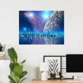 Cobalt Island Cites Scifi / Fantasy Art Print Poster (Heimbüro)