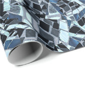 Cobalt Kaleidoskop Print Pattern Design Geschenkpapier (Rolleneckpunkt)