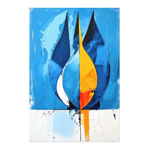 Cobalt Line Art Intrige Abstrakt Fotodruck