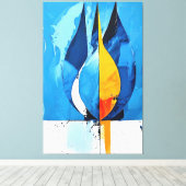 Cobalt Line Art Intrige Abstrakt Leinwanddruck (Insitu (Holzboden))