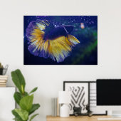 Cobalt Male Betta Premium Poster (Heimbüro)