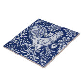 Cobalt Navy Blue Cobalt Rooster Chicken Floral Fliese (Seite)