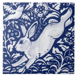 Cobalt Navy Blue Rabbit Bird Dedham Delft Morris Fliese