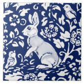 Cobalt Navy Blue Rabbit Bird Dedham Delft Morris Fliese (Vorderseite)
