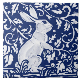 Cobalt Navy Blue Rabbit Bunny Dedham Delft Morris Fliese