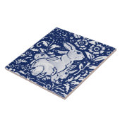 Cobalt Navy Blue Rabbit Bunny Dedham Delft Morris  Fliese (Seite)