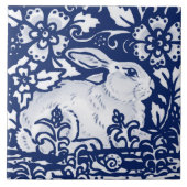 Cobalt Navy Blue Rabbit Bunny Dedham Delft Morris  Fliese (Vorderseite)