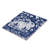 Cobalt Navy Blue Rabbit Bunny Dedham Delft Morris  Fliese (Seite)