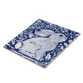 Cobalt Navy Blue Rabbit Chinoiserie Dedham Delft Fliese (Seite)