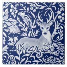 Cobalt Navy Blue Woodland Animal Death Foliage