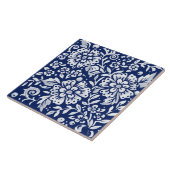 Cobalt Navy Blume Blume Leaf kompliziert Fliese (Seite)