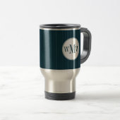 Cobalt Pinstripe Monogramm Tasse (VorderseiteRechts)