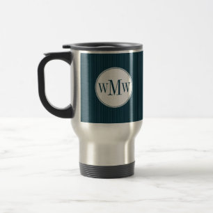 Cobalt Pinstripe Monogramm Tasse