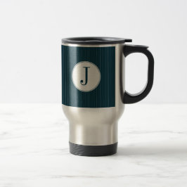 Cobalt Pinstripe Single Monogramm Tasse