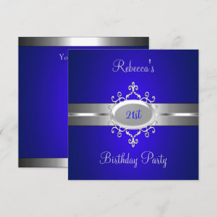 Cobalt Silber Schmuck 21. Elegante Geburtstagsfeie Einladung