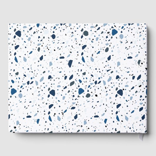 Cobalt Stone Blue Terrazzo Muster Hochzeit Gästebuch (Rückseite)