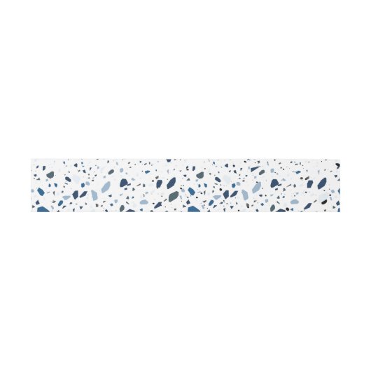 Cobalt Stone Blue Terrazzo Wedding Einladungsbanderole (Flach)