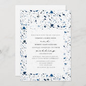 Cobalt Stone Terrazzo Moderne Hochzeit Einladung (Vorne/Hinten)