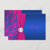 Cobalt und Fuchsia Damask RSVP-Karte RSVP Karte (Vorne/Hinten)