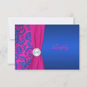 Cobalt und Fuchsia Damask RSVP-Karte RSVP Karte