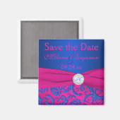 Cobalt und Fuchsia Damask Speichern des Datumsmagn Magnet (Vorderseite/Rückseite)