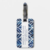 Cobalt Watercolor Tiles IV Gepäckanhänger (Rückseite vertikal)