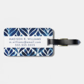 Cobalt Watercolor Tiles IV Gepäckanhänger (Rückseite horizontal)