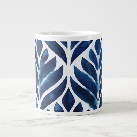 Cobalt Watercolor Tiles IV Jumbo-Tasse (Vorderseite)