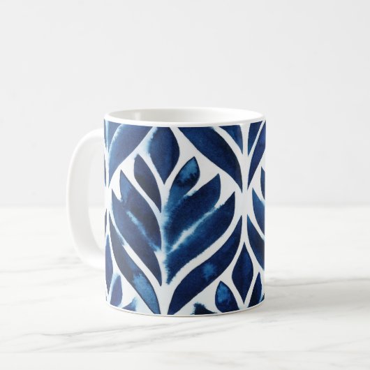 Cobalt Watercolor Tiles IV Kaffeetasse (Vorderseite Links)