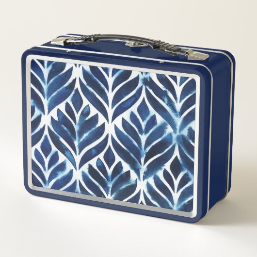 Cobalt Watercolor Tiles IV Metall Lunch Box (Rückseite)