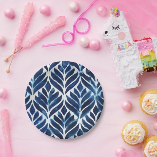 Cobalt Watercolor Tiles IV Pappteller (Party)