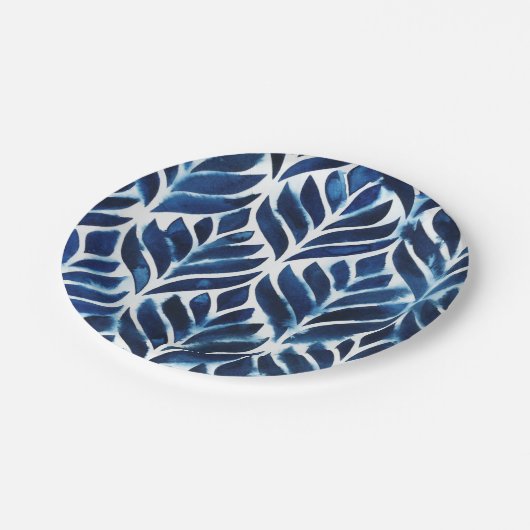 Cobalt Watercolor Tiles IV Pappteller (Schrägansicht)