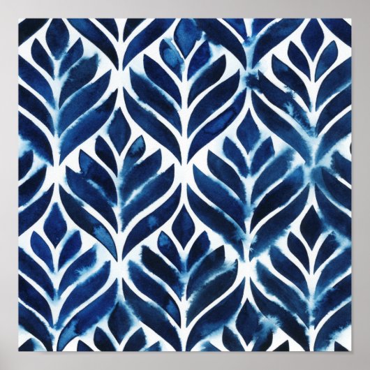 Cobalt Watercolor Tiles IV Poster (Vorne)