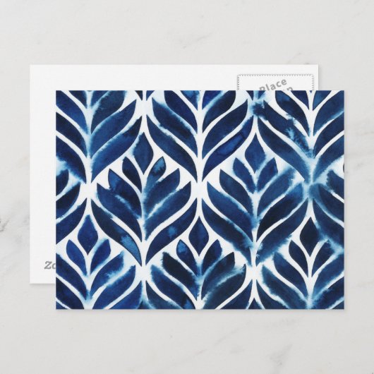 Cobalt Watercolor Tiles IV Postkarte (Vorne/Hinten)