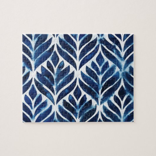 Cobalt Watercolor Tiles IV Puzzle (Horizontal)