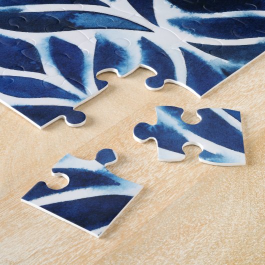 Cobalt Watercolor Tiles IV Puzzle (Seite)