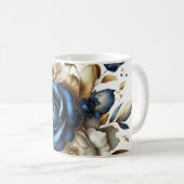 Cobalt White Flowers Kaffeetasse (VorderseiteRechts)