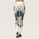 Cobalt White Flowers Leggings (Rückseite)