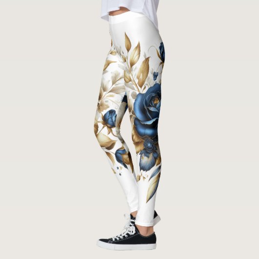 Cobalt White Flowers Leggings (Links)