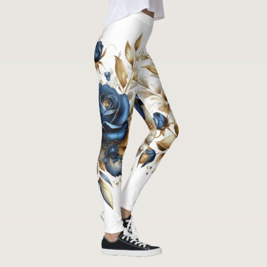 Cobalt White Flowers Leggings (Rechts)
