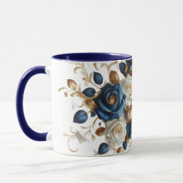 Cobalt White Flowers Tasse