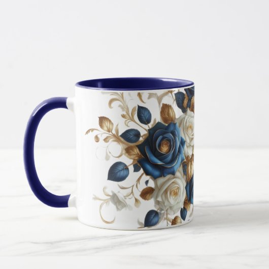 Cobalt White Flowers Tasse (Links)